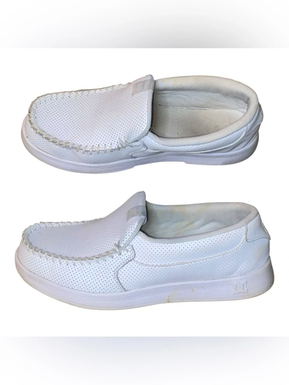 DC VILLIAN 2 Perforated Leather After Skate Slip On Casual Shoes White Size 10